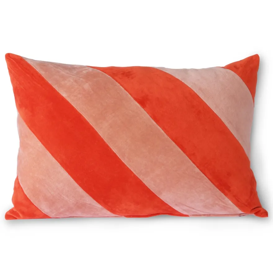 HKLIVING Striped Velvet Koraal Sierkussen