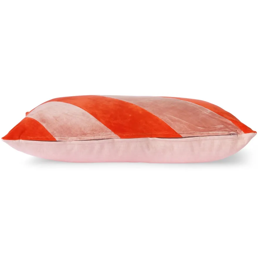HKLIVING Striped Velvet Koraal Sierkussen