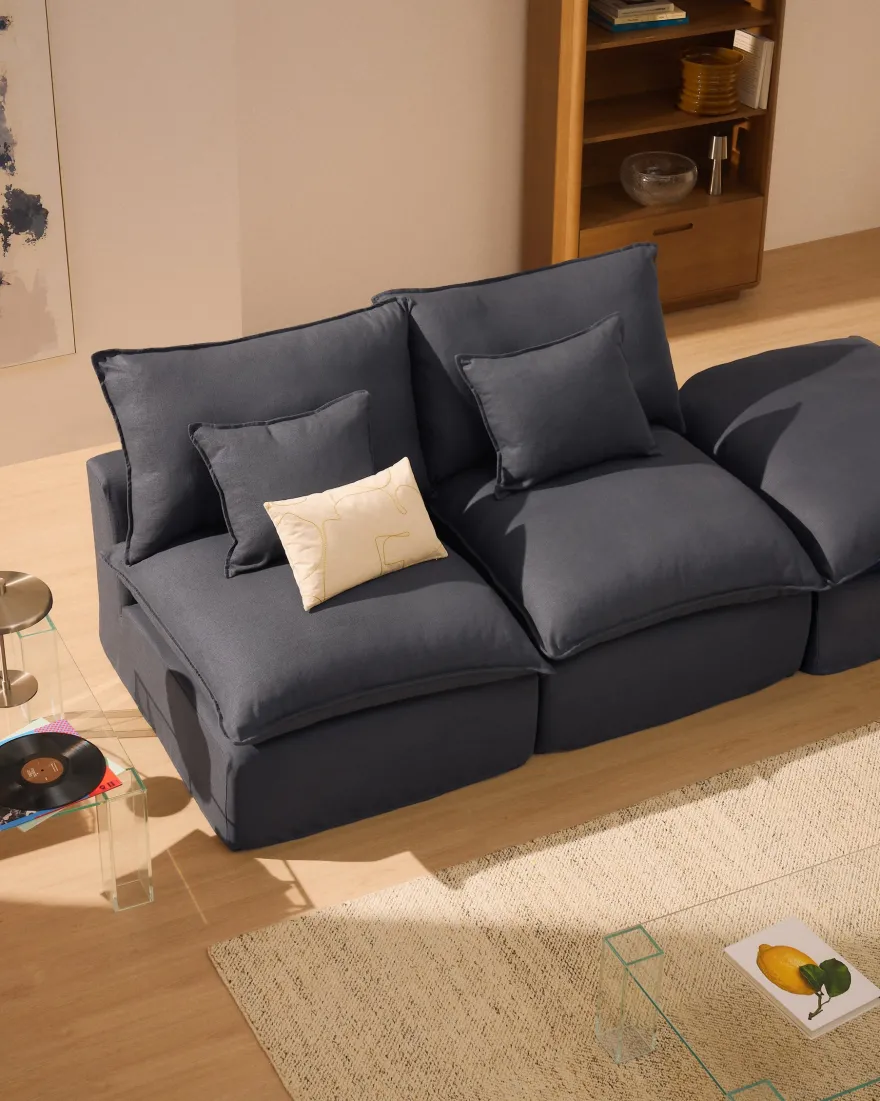 Kave Home Anarela 2-Zitsbank + Hocker