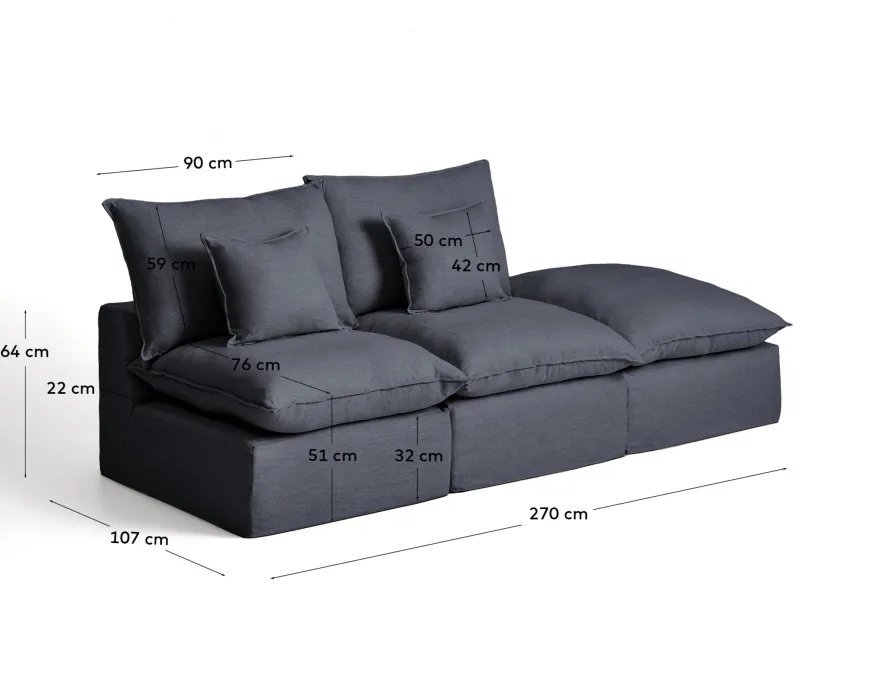 Kave Home Anarela 2-Zitsbank + Hocker