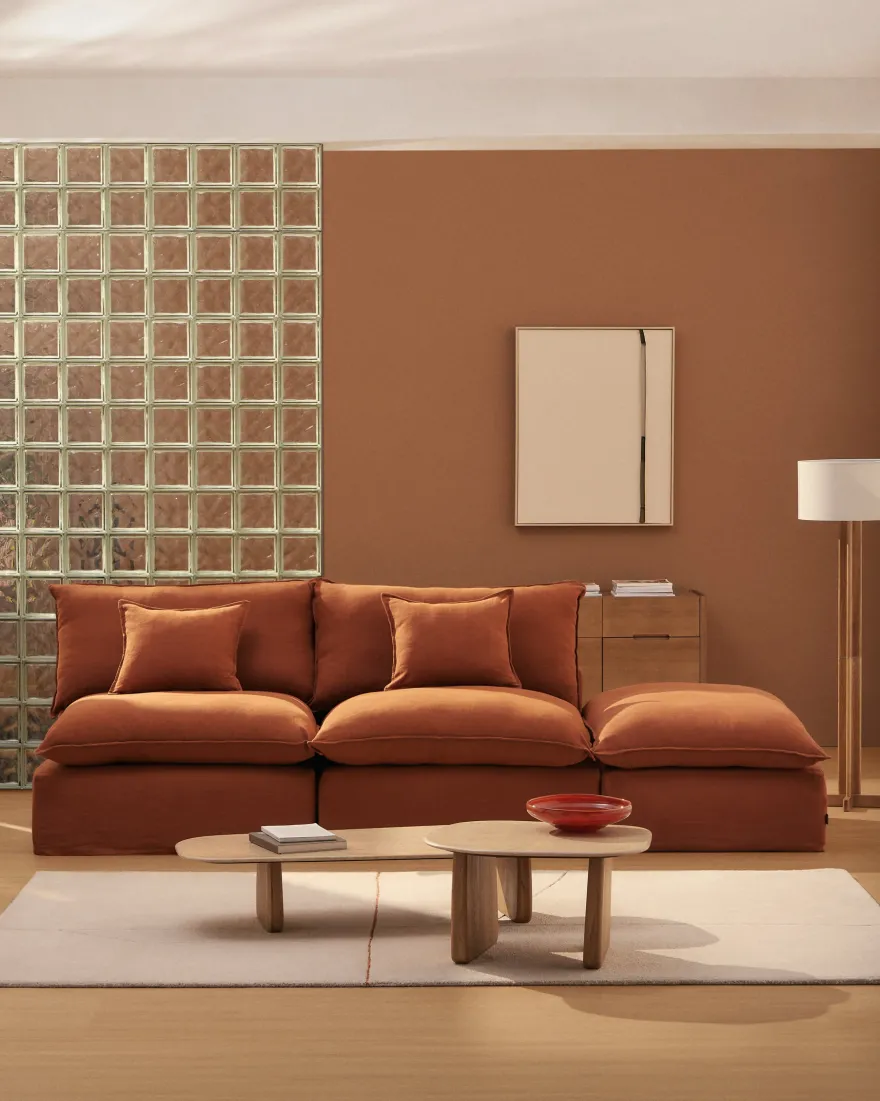 Kave Home Anarela 2-Zitsbank + Hocker