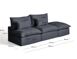 Kave Home Anarela 3-Zitsbank + Hocker