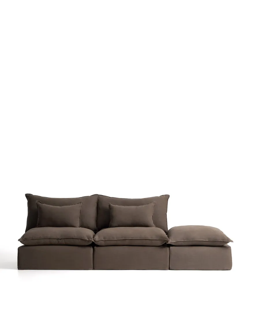 Kave Home Anarela 3-Zitsbank + Hocker
