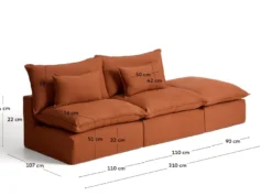 Kave Home Anarela 3-Zitsbank + Hocker