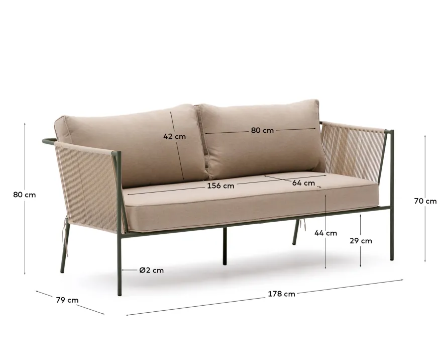 Kave Home Zivia Outdoor 3-Zitsbank
