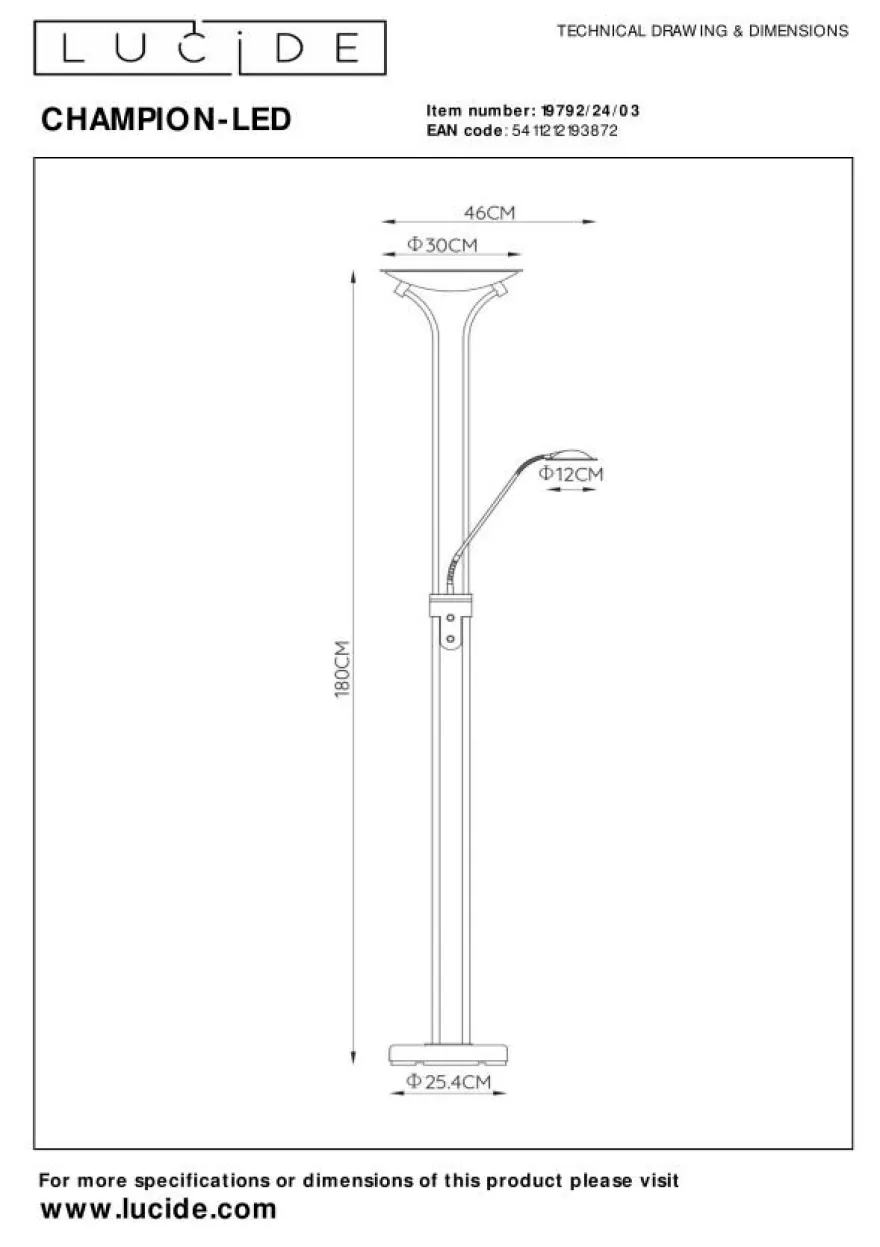 Lucide Champion-Led Vloerlamp