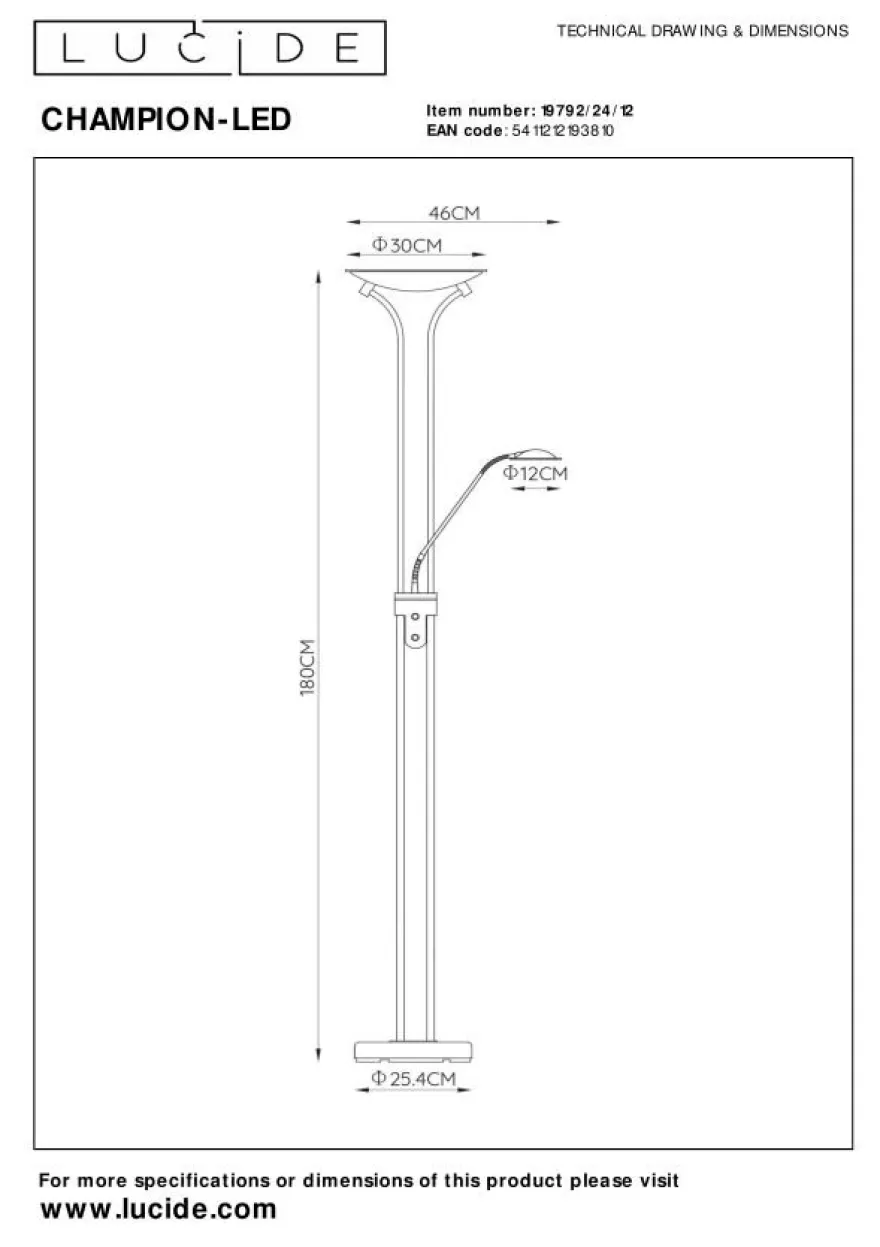 Lucide Champion-Led Vloerlamp