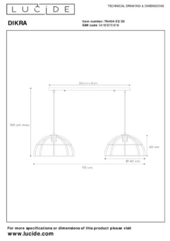 Lucide Dikra Hanglamp