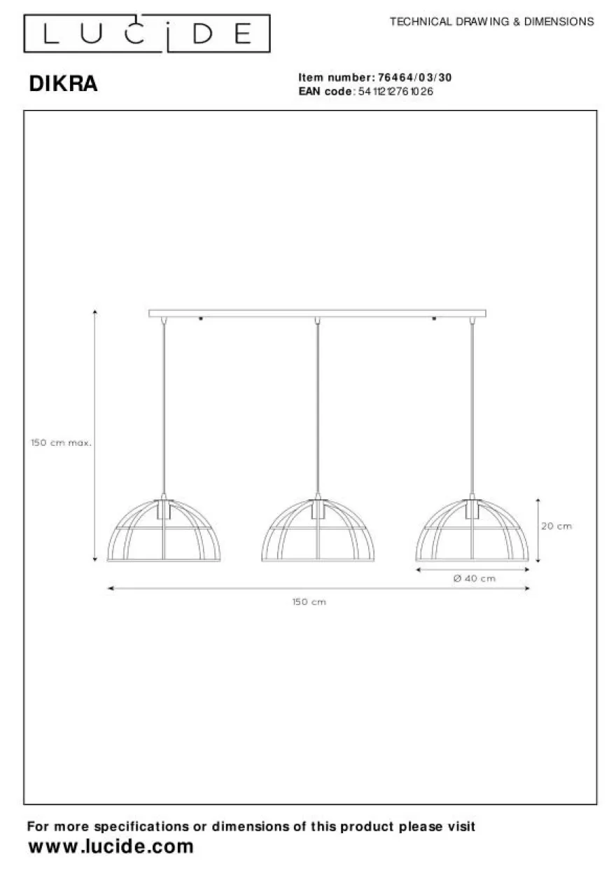 Lucide Dikra Hanglamp