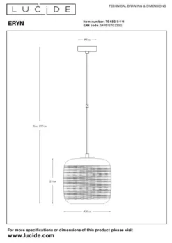 Lucide Eryn Hanglamp
