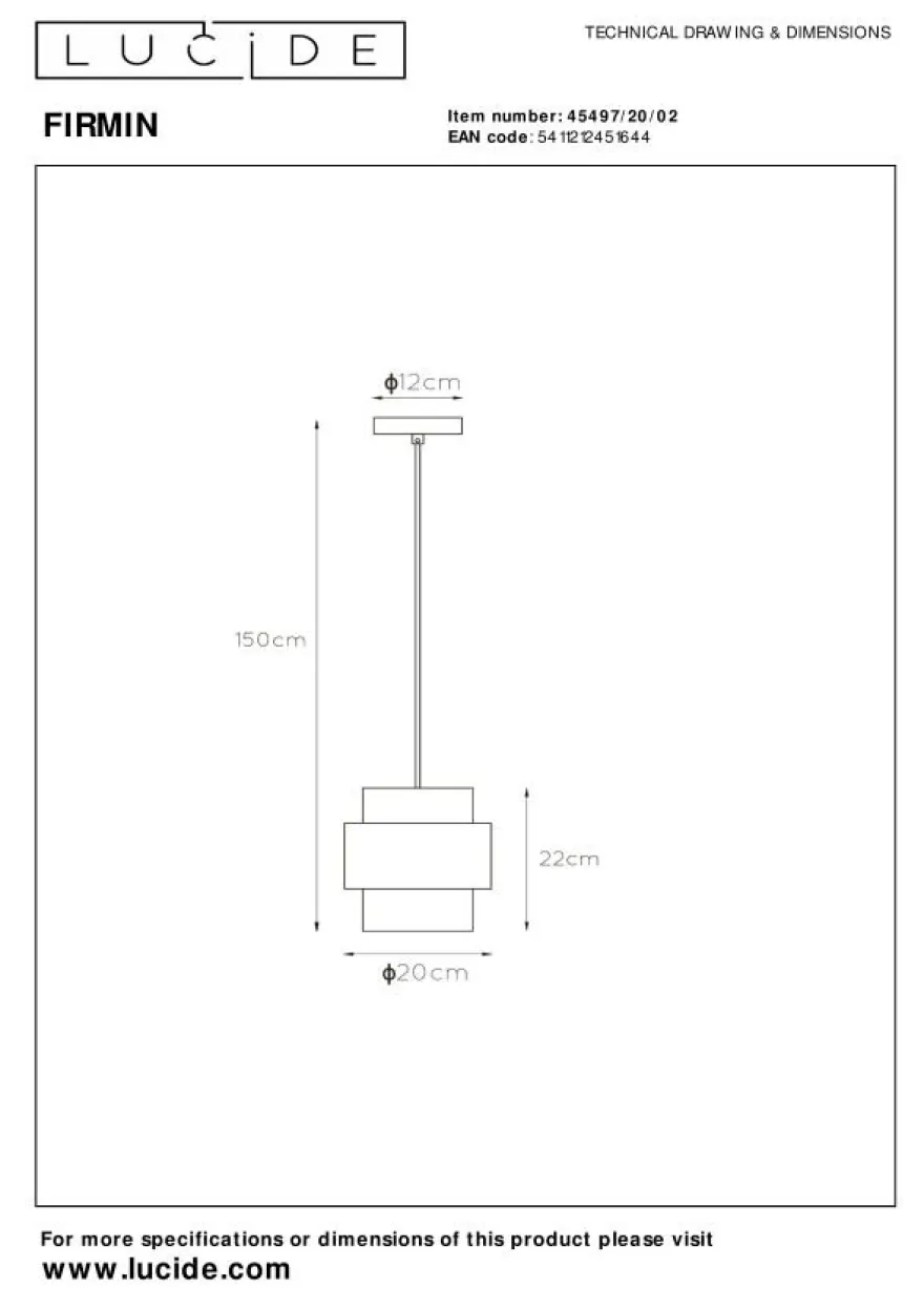 Lucide Firmin Hanglamp