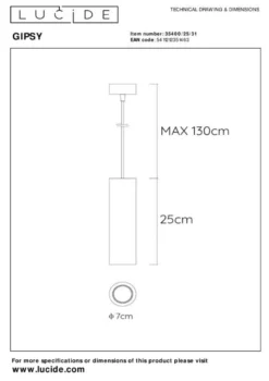 Lucide Gipsy Hanglamp