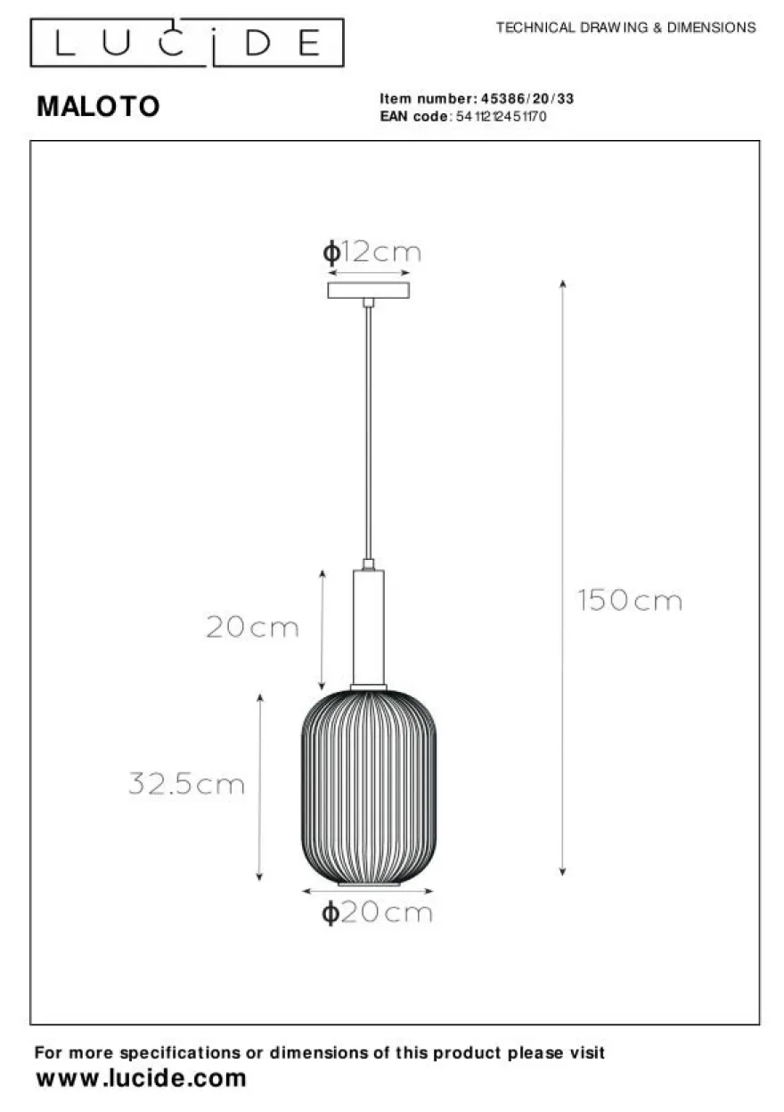 Lucide Maloto Groen Hanglamp