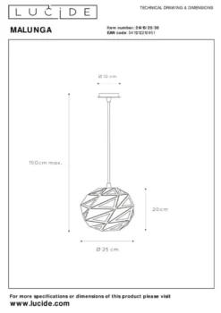 Lucide Malunga Hanglamp