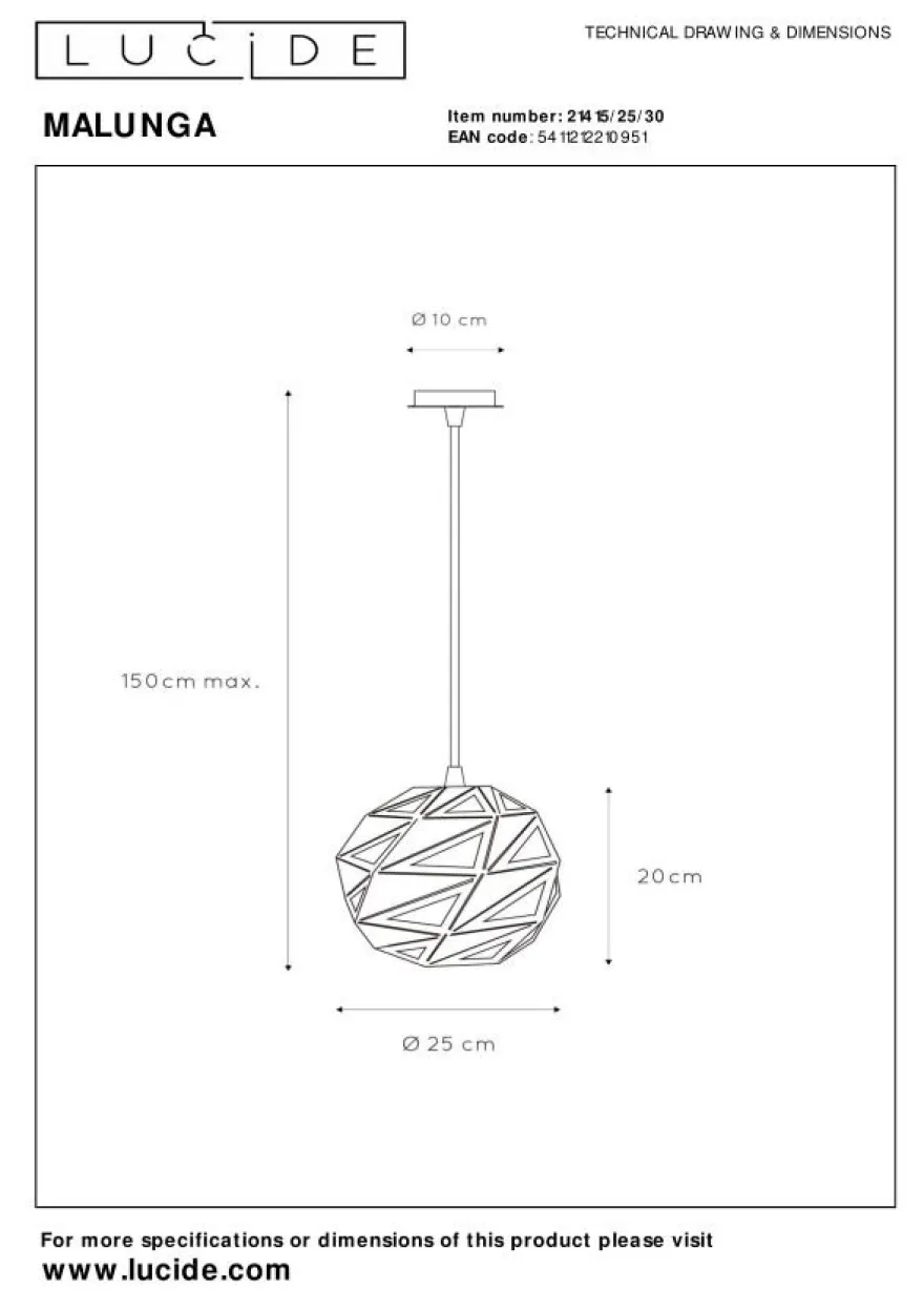 Lucide Malunga Hanglamp