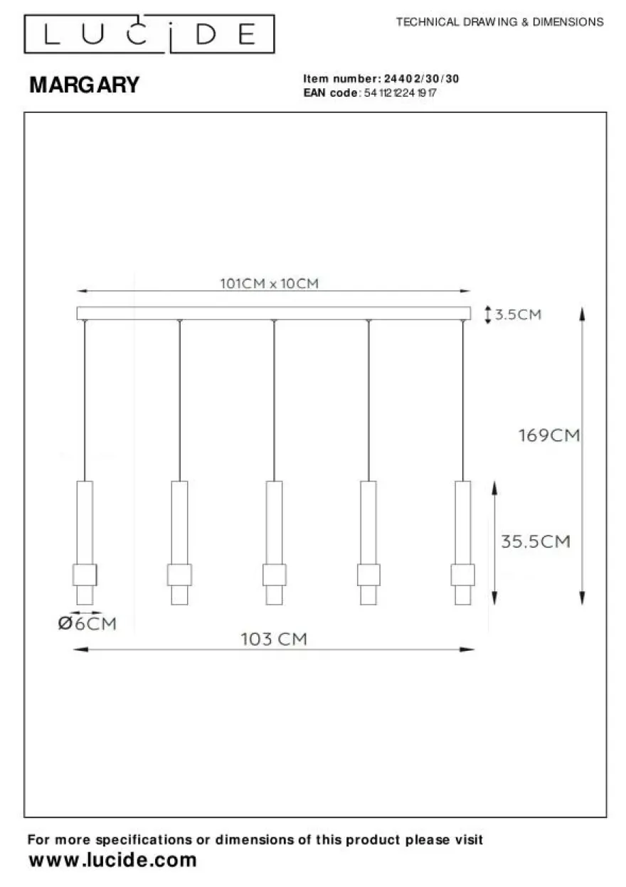 Lucide Margary Zwart Hanglamp