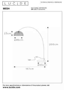 Lucide Mesh Boog Vloerlamp