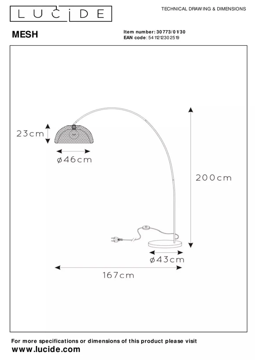 Lucide Mesh Boog Vloerlamp