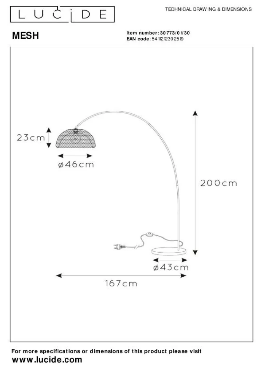 Lucide Mesh Boog Vloerlamp