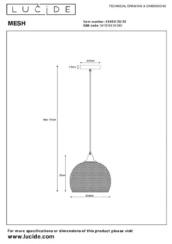 Lucide Mesh Hanglamp