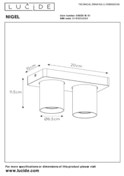 Lucide Nigel Plafondlamp