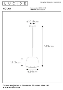 Lucide Nolan Zwart Hanglamp