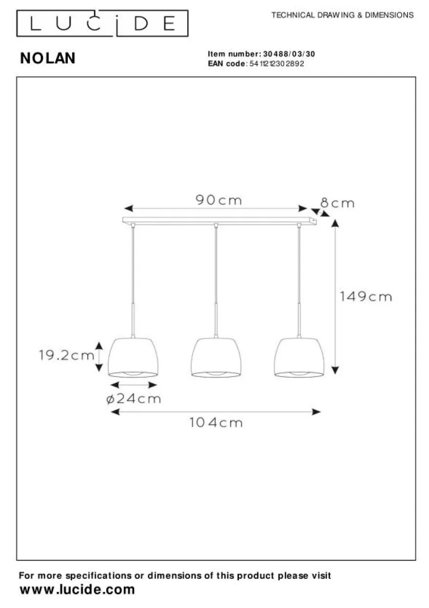 Lucide Nolan Zwart Hanglamp