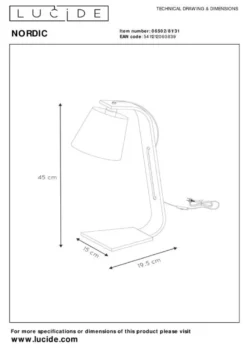 Lucide Nordic Tafellamp