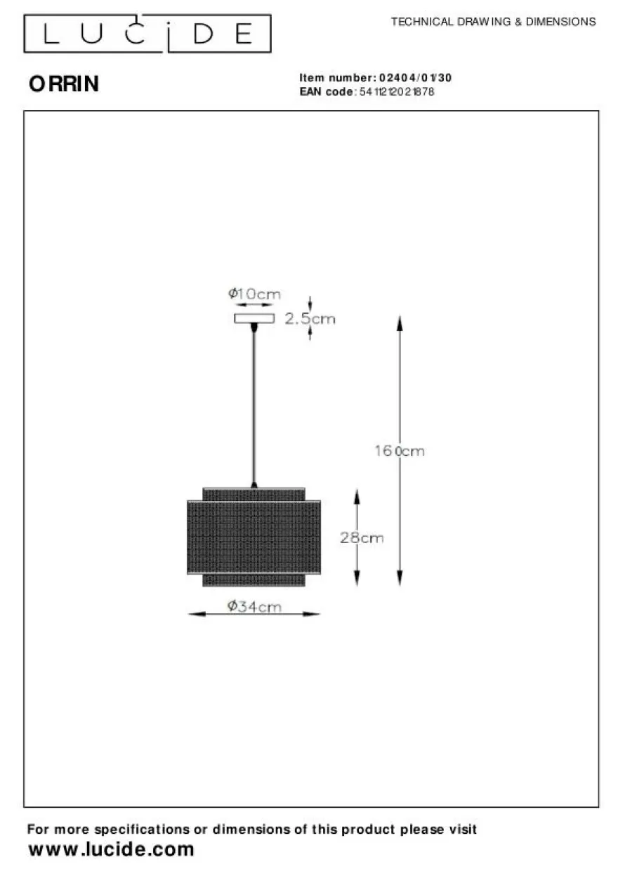 Lucide Orrin Hanglamp