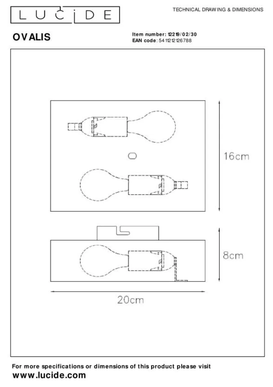 Lucide Ovalis Wandlamp