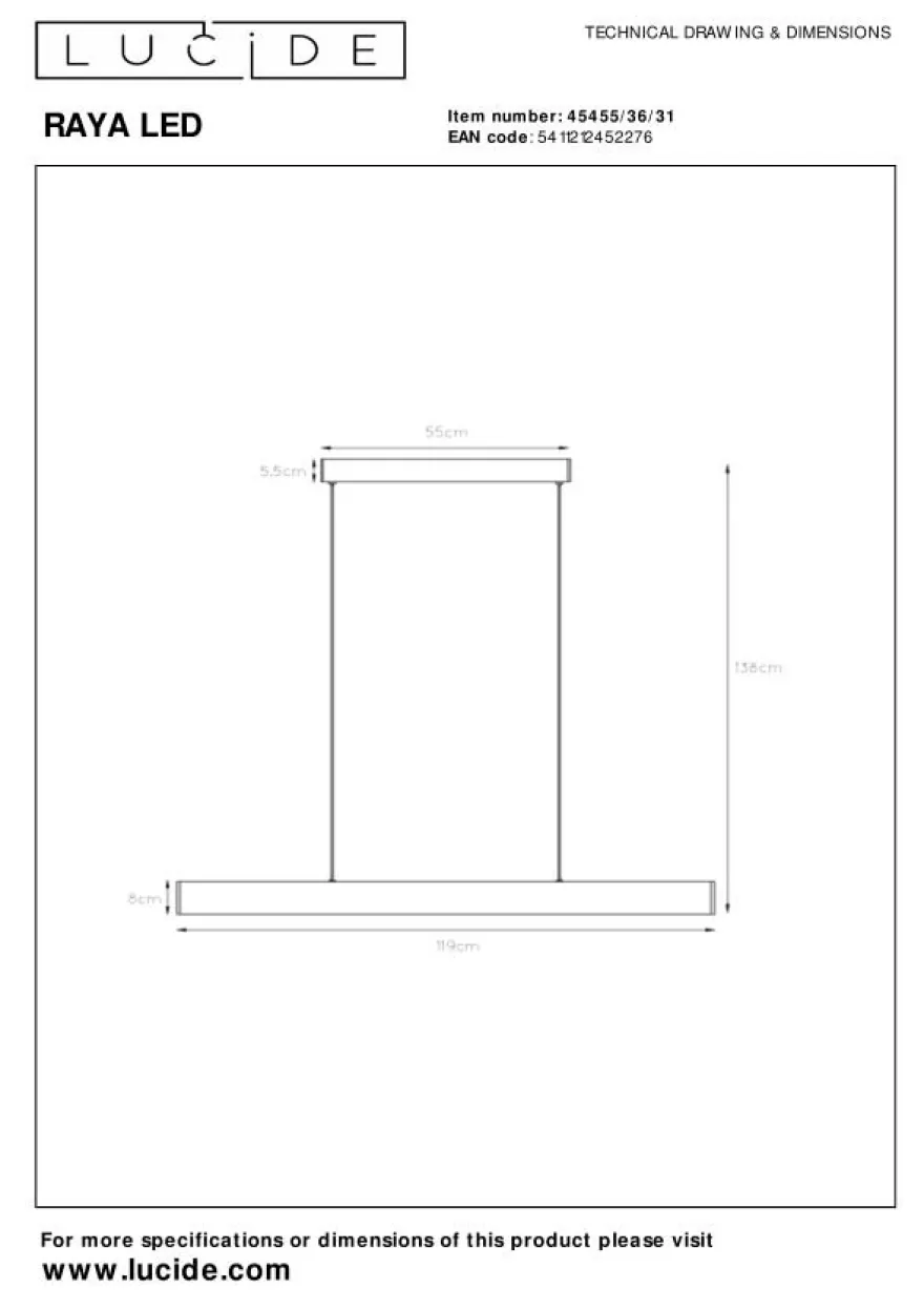 Lucide Raya Wit Hanglamp