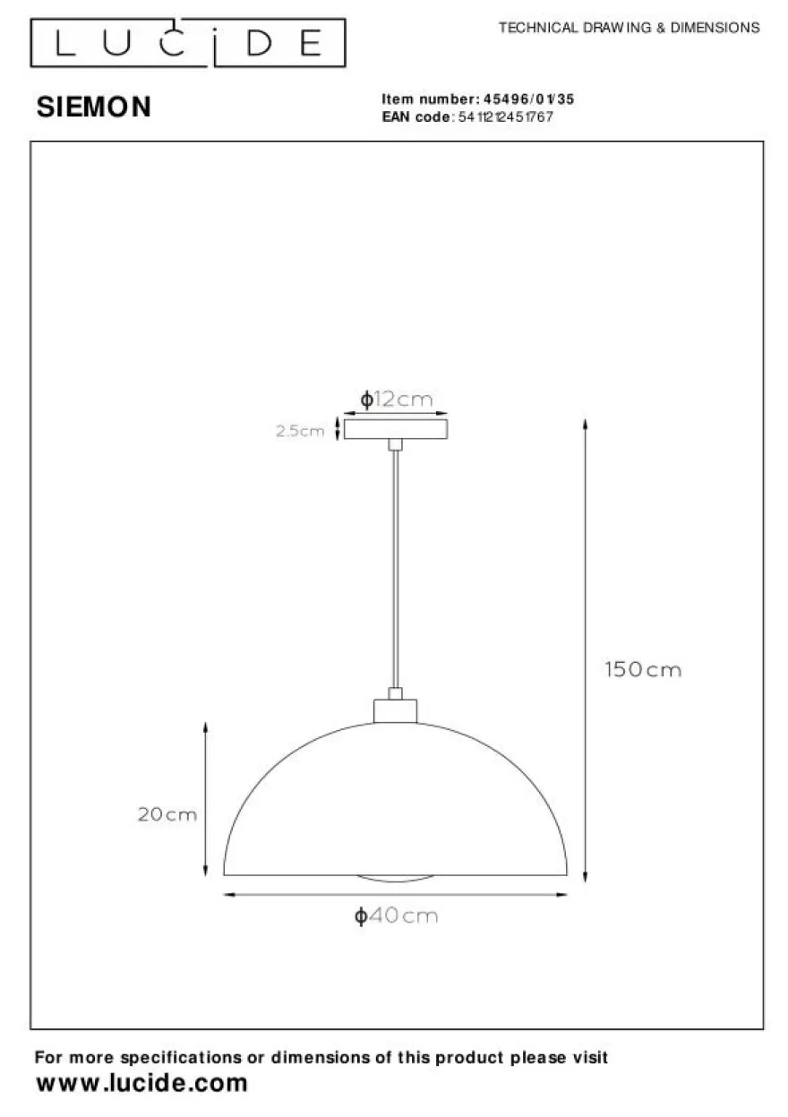 Lucide Siemon Hanglamp