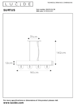 Lucide Surtus Hanglamp