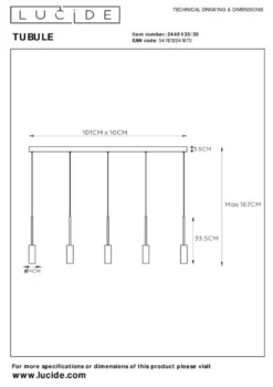 Lucide Tubule Hanglamp