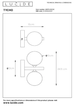 Lucide Tycho Wandlamp