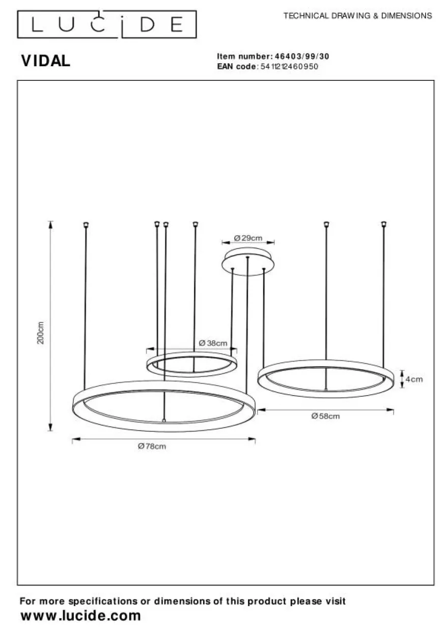 Lucide Vidal Hanglamp