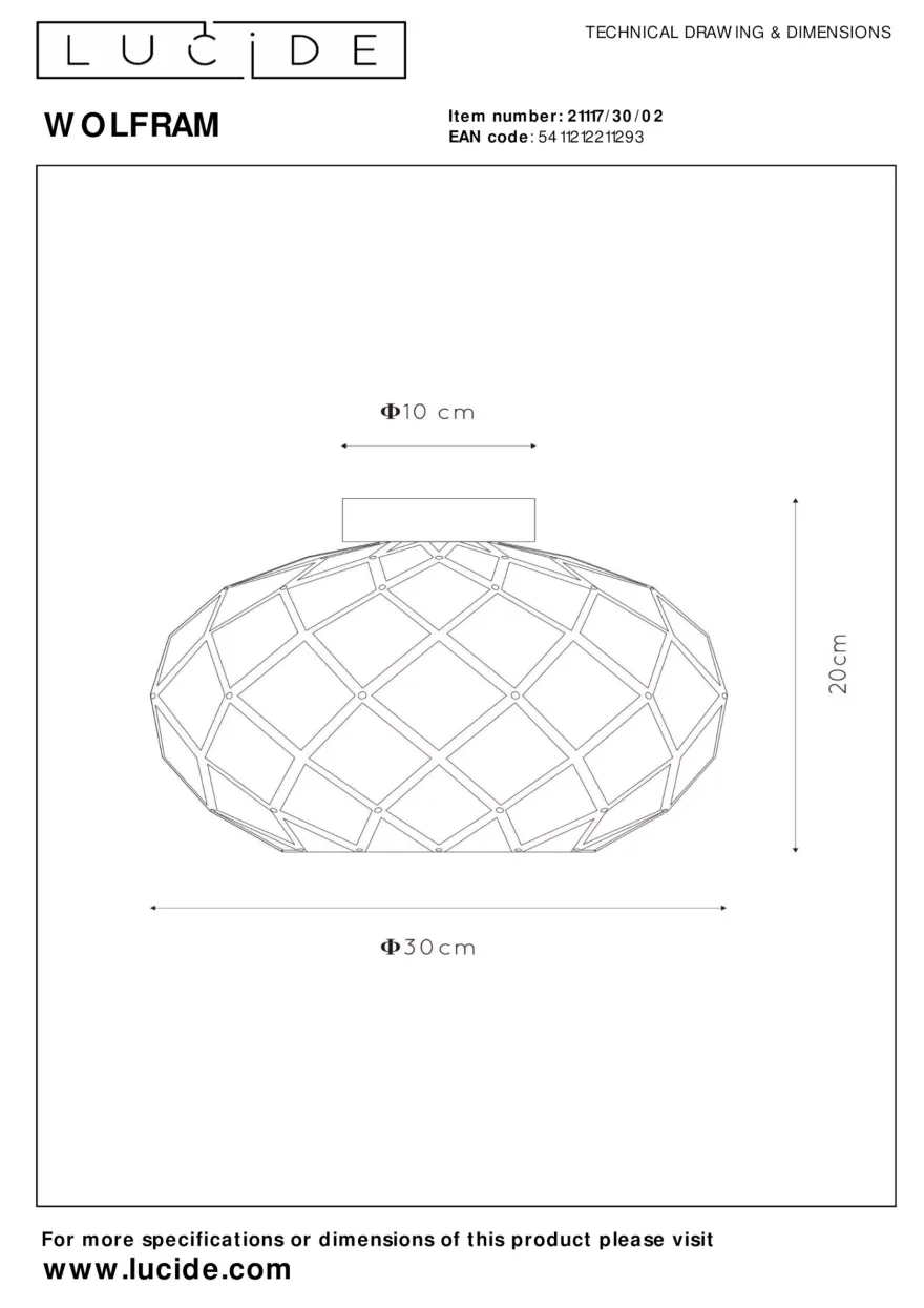 Lucide Wolfram Goud Plafondlamp