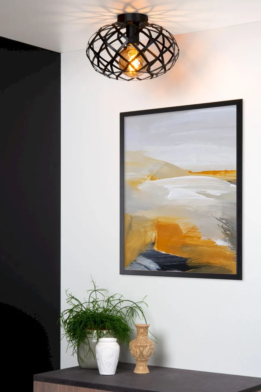 Lucide Wolfram Zwart Plafondlamp