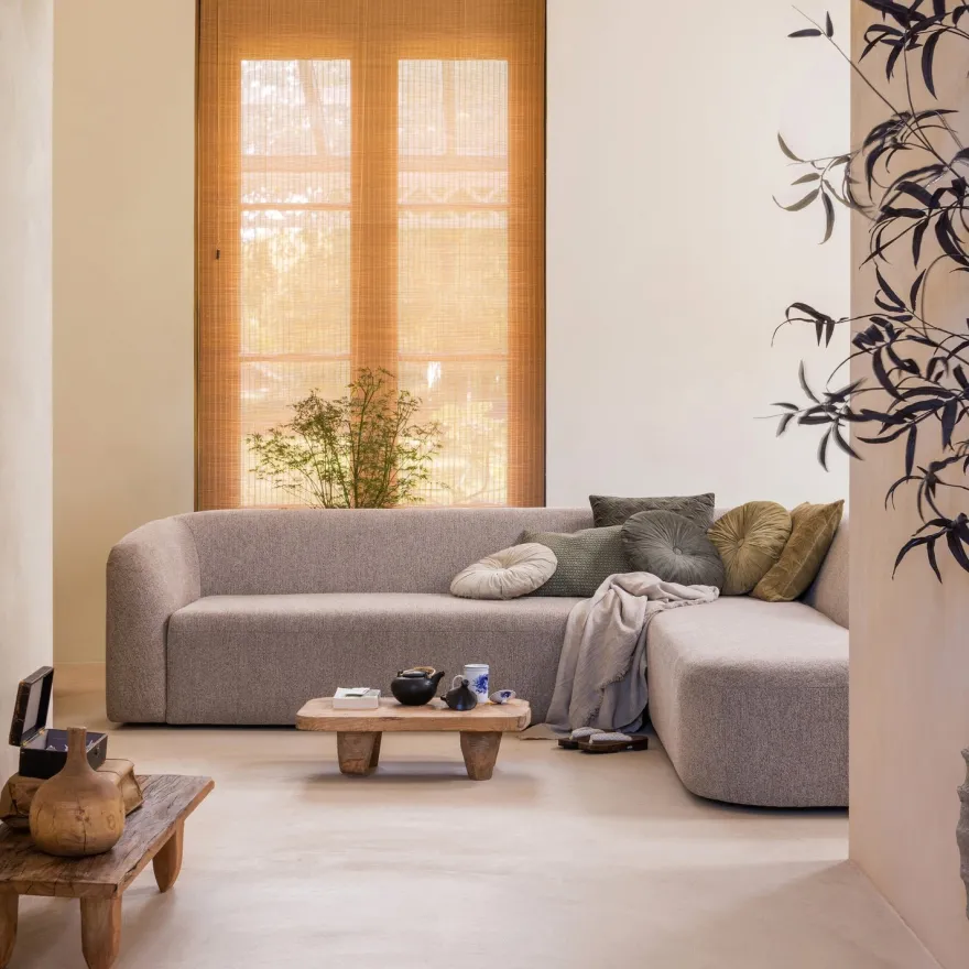 WOOOD Sloping Natural Melange Hoekbank